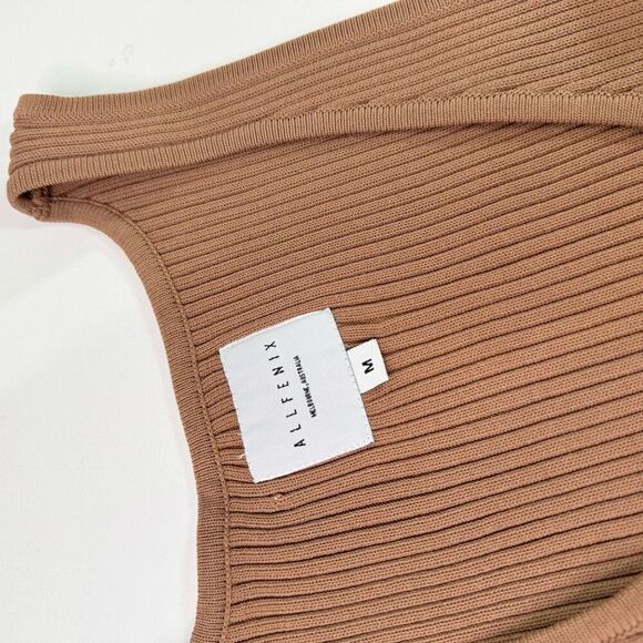 Allfenix Dress Womens Medium Brown Sleeveless Scoop Neck Maxi ribbed Elegant - Picture 3 of 9